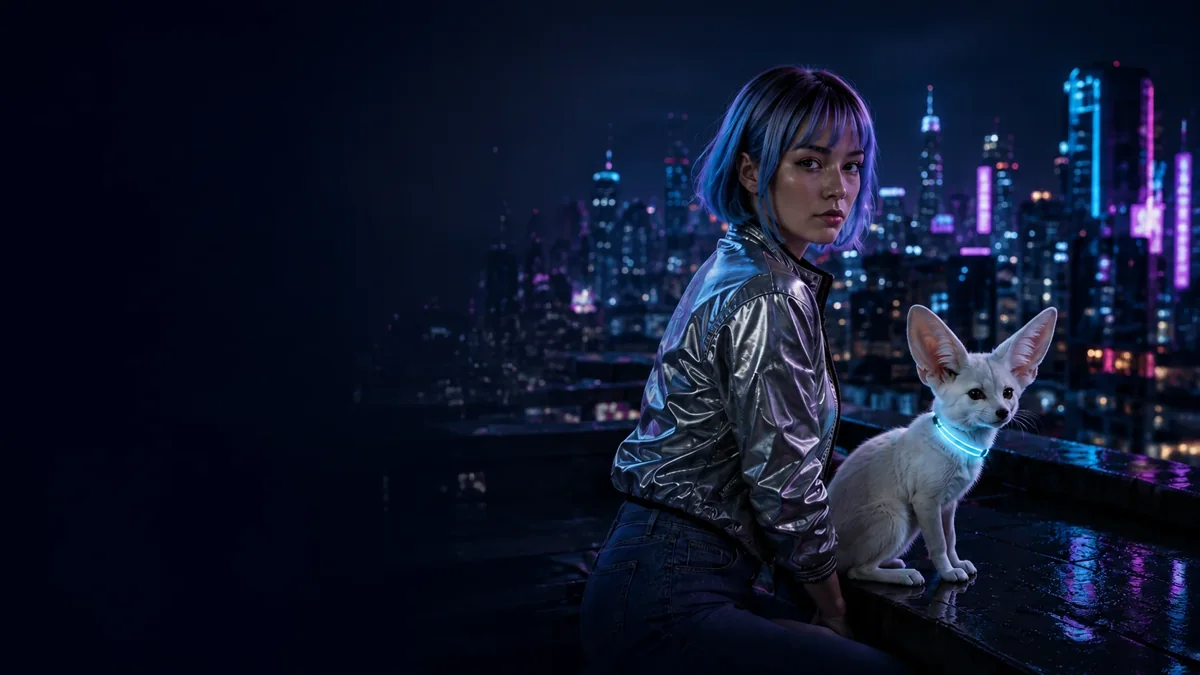 Illustration of Nova and Neon above the city.