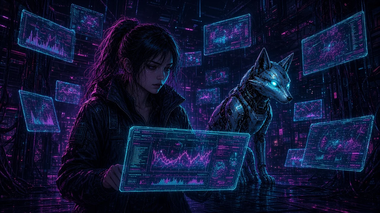 Luminous debtor tanks in the Phosphor Bank vault while Nova attaches reverse-pump leads on a catwalk.