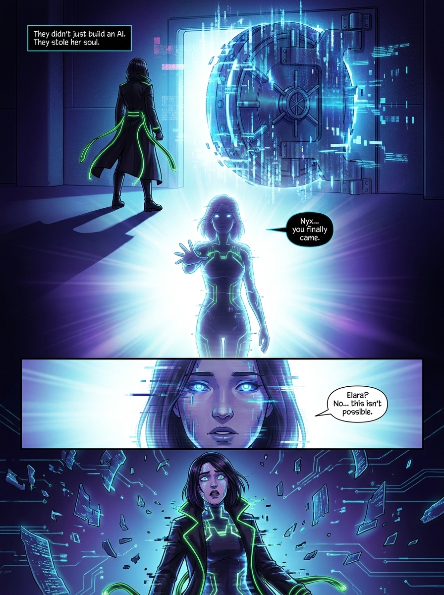 The Synthetic Heartbeat - Comic Page 2 - Discovering Prototype Aria