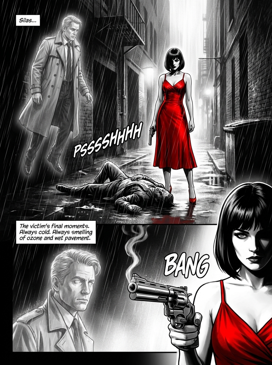 The Memory Harvester - Comic Page 2 - Neuro-Probe Extraction in Progress