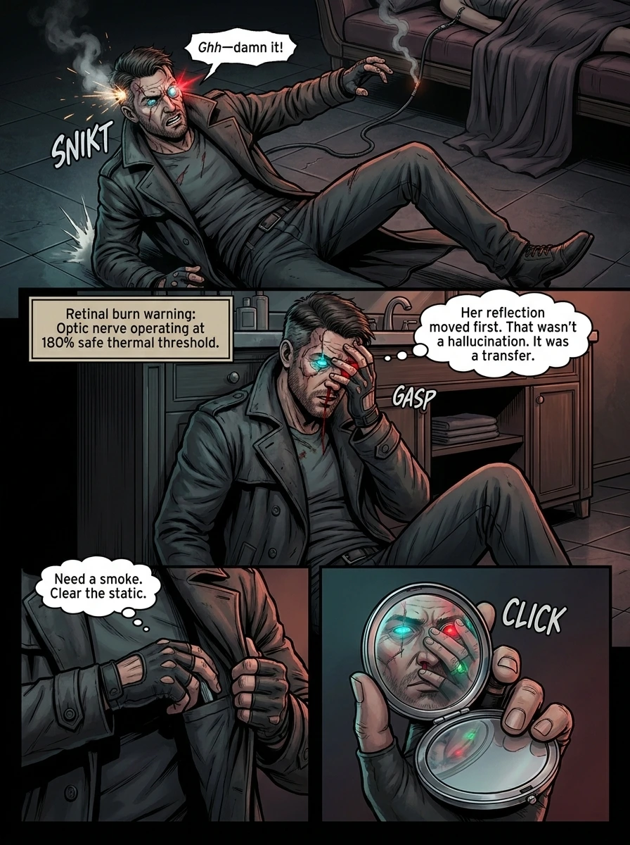 Neon Lazarus - Comic Page 3 - Neural feedback shock and retinal burn