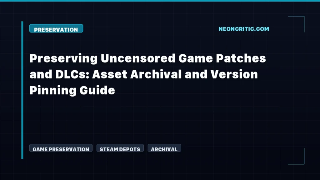 Preserving Uncensored Game Patches and DLCs: Asset Archival and Version Pinning Guide
